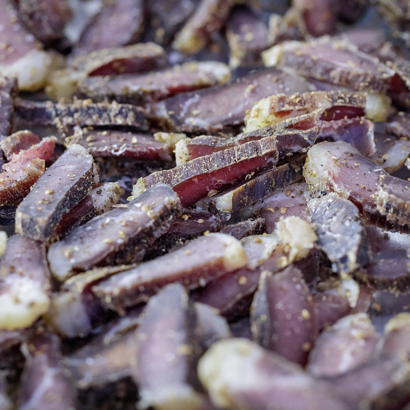 Close-up of wet biltong available to buy online